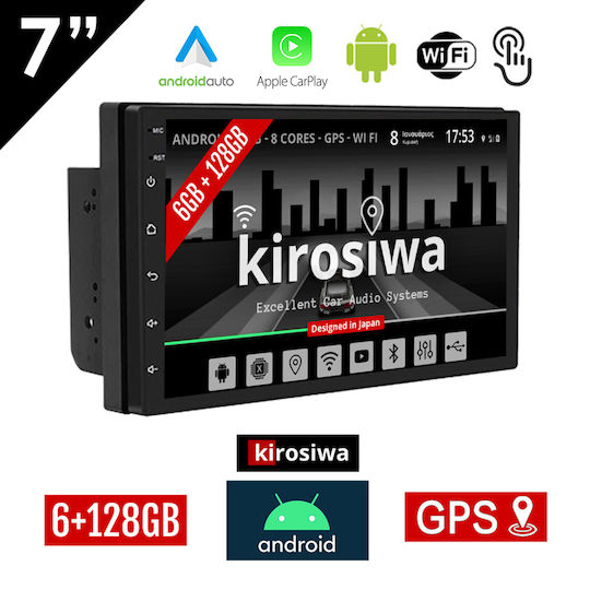 Kirosiwa Ηχοσύστημα Αυτοκινήτου 2DIN (Bluetooth/USB/WiFi/GPS/Apple-Carplay/Android-Auto) με Οθόνη Αφής 7"