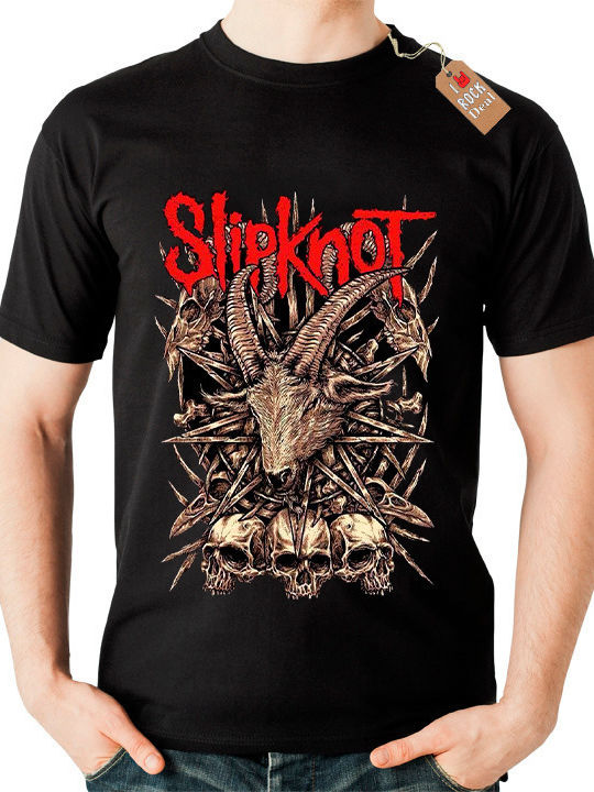 Rock Deal Slipknot 3 T-shirt Μαύρο Βαμβακερό