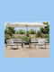 Umbrella Floor Round Metal White with Base & LED Lighting 4.49x2.65m