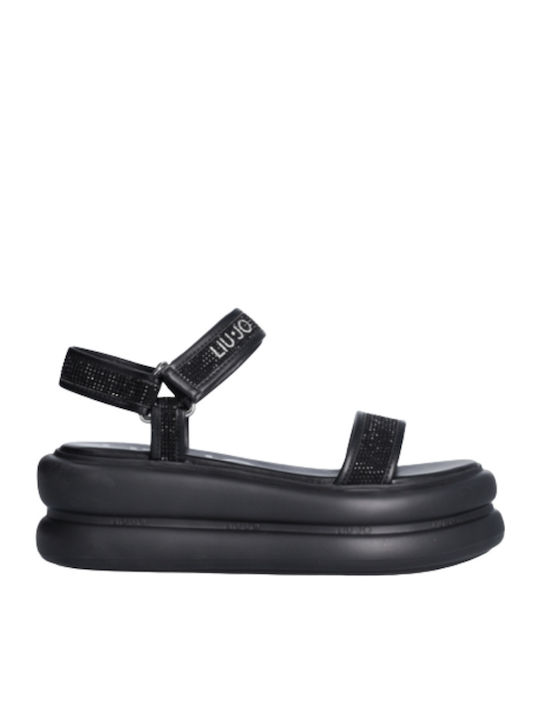 Women's Flat Sandals with Strap Flatforms in Black Color