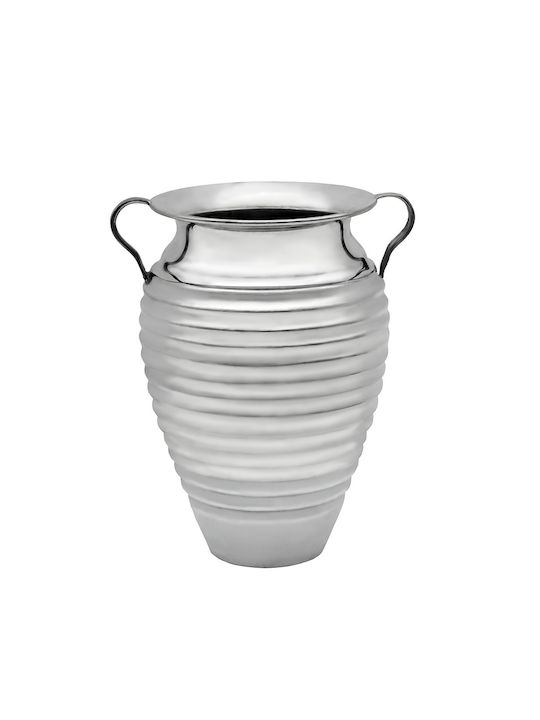 Savvas Design Διακοσμητικό Βάζο Ασημένιο Ασημί Φ10.5xΥ13cm