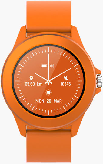 Forever Colorum CW-300 43mm Smartwatch με Παλμογράφο (Πορτοκαλί)