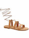 Emmanuela Handcrafted For You Flache Damen Sandalen Braun Leder
