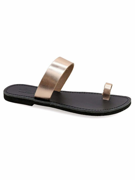 Leather Women's Flat Sandals Rose Gold