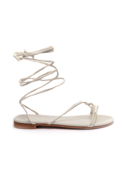 Malesa Women's Flat Sandals in White Color