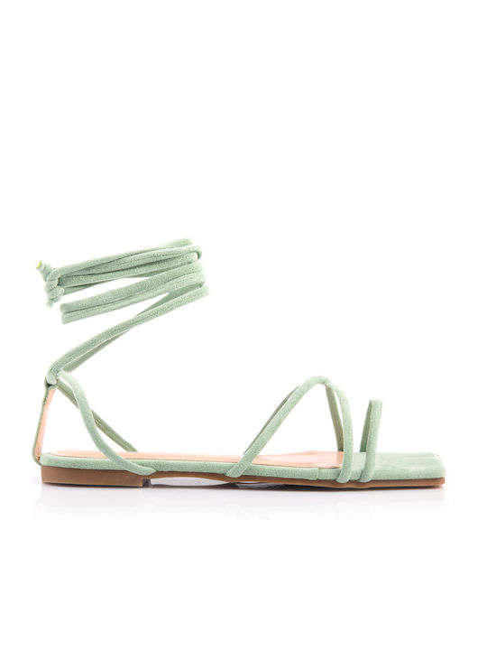 Malesa Suede Lace-Up Women's Sandals Green