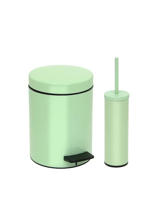 Pam & Co Plastic Set coș de gunoi și perie pentru baie 3lt Verde
