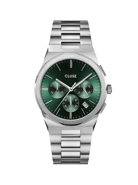 Cluse Battery Chronograph Watch with Metal Bracelet Silver