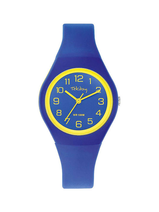 Tekday Uhr mit Blau Kautschukarmband
