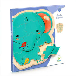 Wooden Kids Peg Puzzle Ελέφαντας for 3++ Years 14pcs Djeco