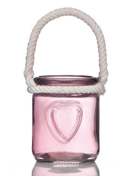 Palma Emporio Kerzenhalter geeignet für Teelichter Glas in Rosa Farbe 6x6x7cm 1Stück