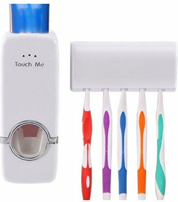 Zahnbürstenhalterung mit automatischem Zahnpasta-Spender Tapete Kunststoff Weiß