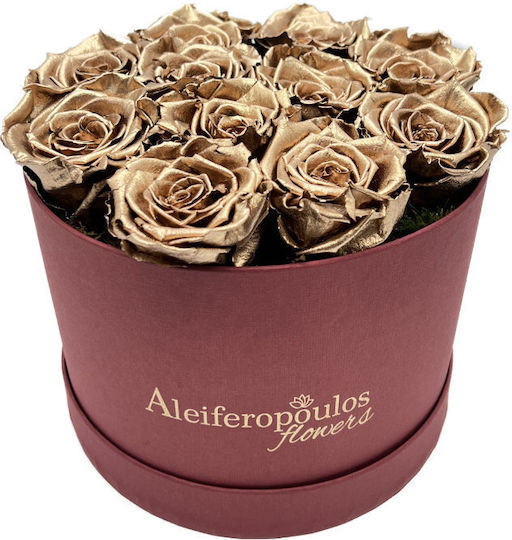 Вечно роза Burgundy 15см в кутията Aleiferopoulos Flowers