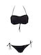 Apple Boxer Bikini Set Strapless Top & Slip Bottom with Laces Black