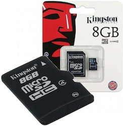 Kingston microSDHC 8GB Klasse 4 Hohe Geschwindigkeit mit Adapter