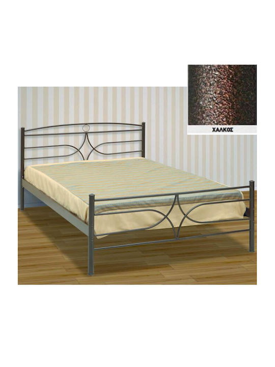 Σάμος Κρεβάτι Διπλό Μεταλλικό Χάλκινο για Στρώμα 140x190cm