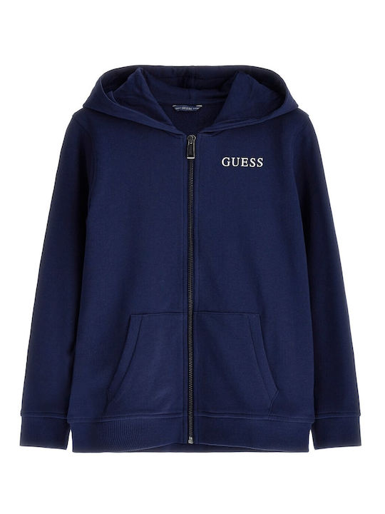 Guess Cardigan pentru copii Hanorace cu glugă Albastru