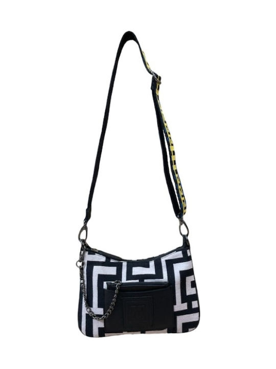 Dione Δερμάτινη Γυναικεία Τσάντα Ώμου Beige/Black
