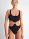 SugarFree One-Piece Swimsuit with Cutouts & Padding Black