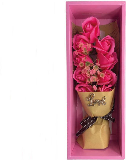 Bouquet of Artificial Flowers Rose Pink in Box Dorosimo