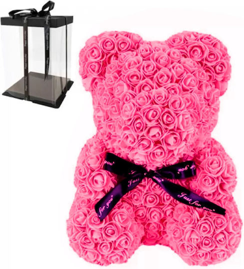 Teddybär aus künstlichen Rosen Fuchsie 25cm in Box Fly Digital