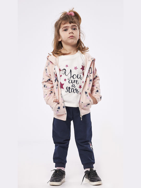 Εβίτα Kids Sweatpants Set Pink 3pcs