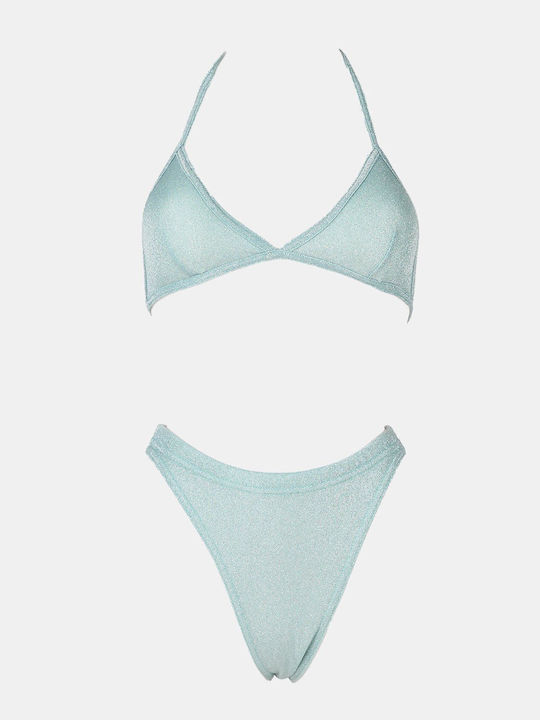 Set Bikini Triangle with Removable Padding High Waist Turquoise