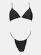 Set Bikini Dreieck mit Abnehmbare Verstärkung Hohe Taille Schwarz