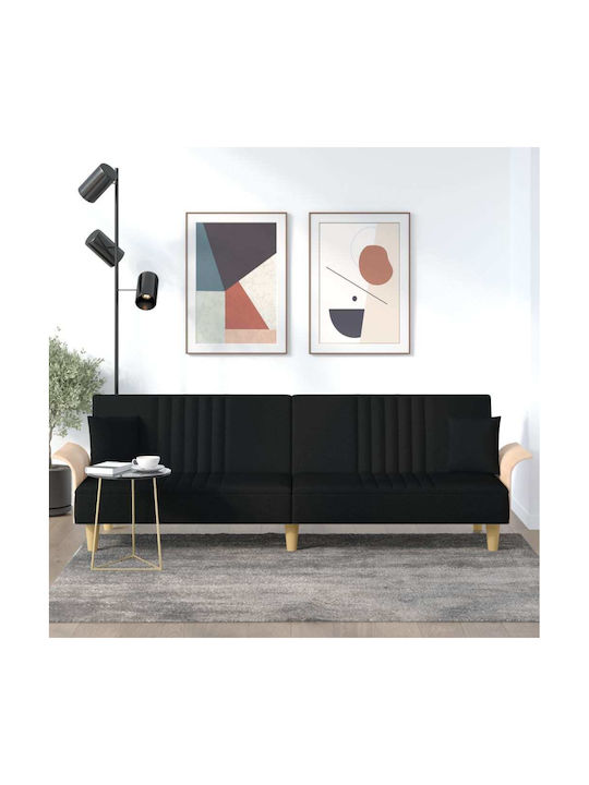 Three-Seater Couch Bed Black 224x100x70 cm