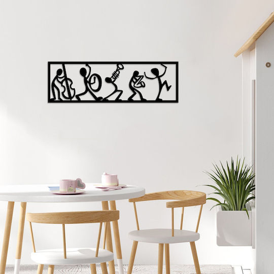 Decorațiune Siluetă Musicians Neagră Din Metal 60x19cm