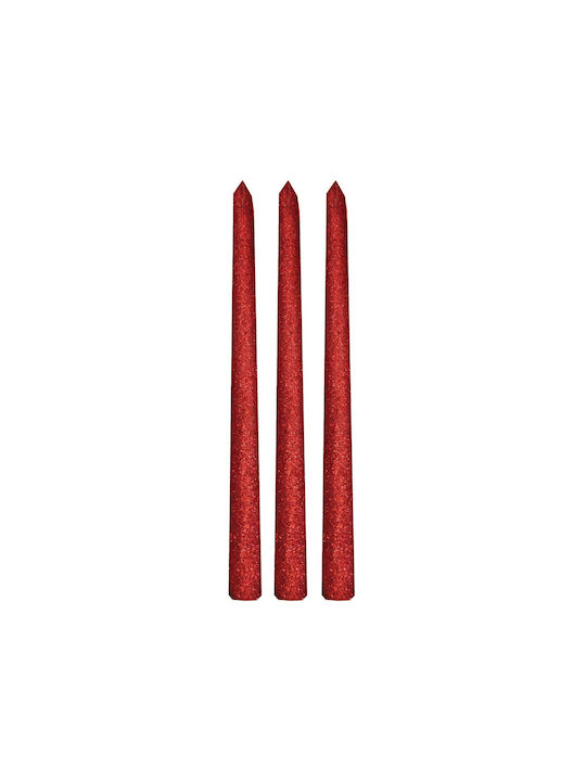 Decorative Candle Taper Red 3pcs