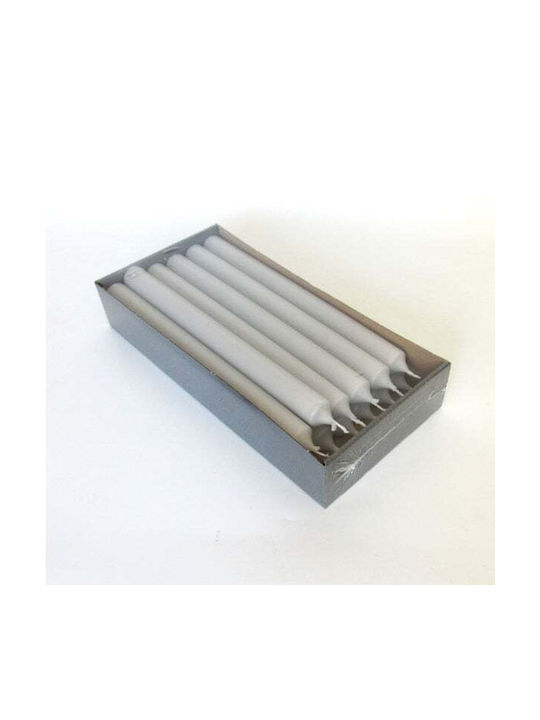 Decorative Candle Taper Gray 12pcs