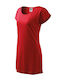 Sommer Mini Sportliches Damenkleid T-Shirt Kurzärmelig Rote