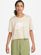 Sportswear Essential Γυναικείο Αθλητικό Crop T-shirt Μπεζ
