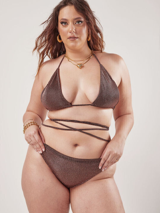 Luigi Gigi Set Bikini Τριγωνάκι Καφέ