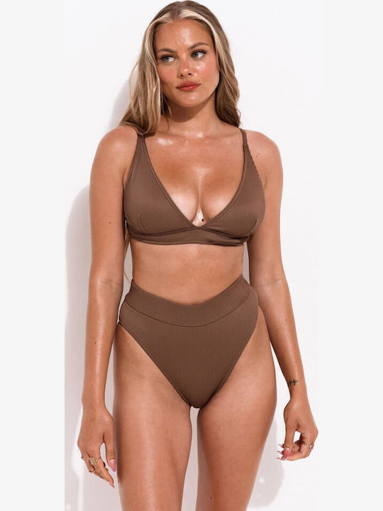 Gigi Set Bikini Τριγωνάκι Ψηλόμεσο Καφέ