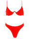 Luigi Underwire Bikini Set Bra & High Waisted Bottom with Adjustable Straps Red