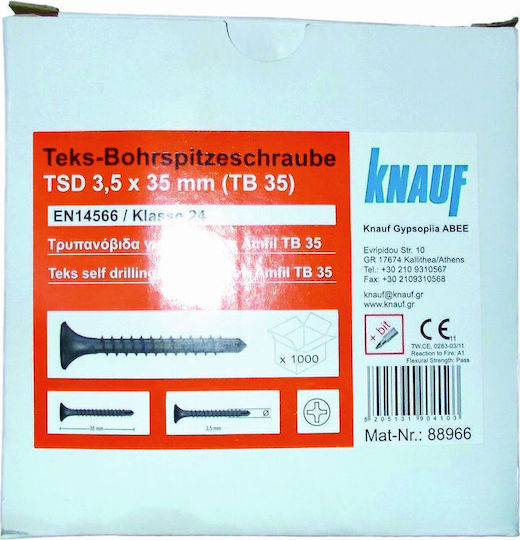 Knauf Drilling Screw Phillips Metallic with Diameter M3.5 and Length 45mm 1000pcs