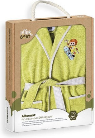 Interbaby Kinderbademantel Grün mit Kapuzen-