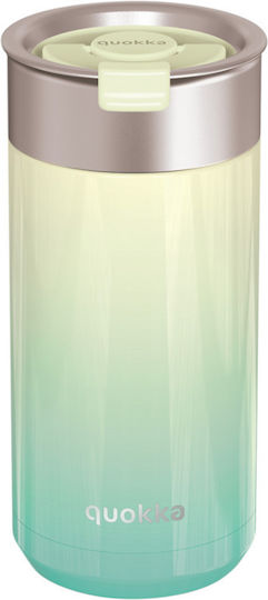 Quokka Tumblers Glass Thermos Stainless Steel BPA Free 400ml Lemon Lime with Mouthpiece
