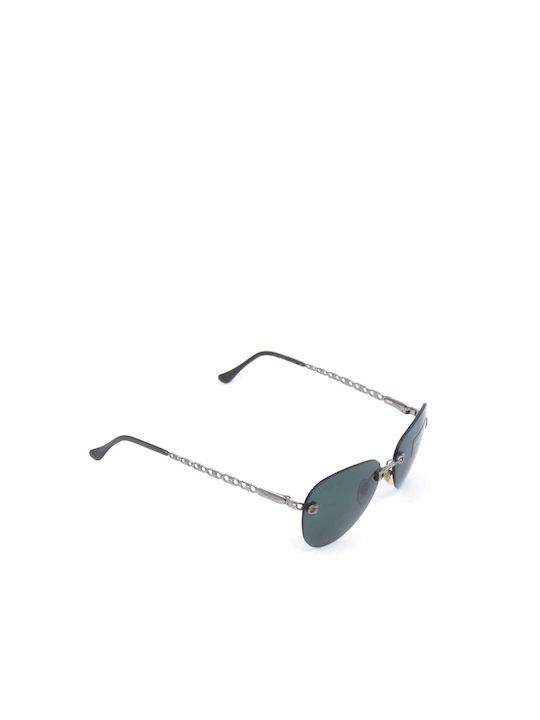 Salvatore Ferragamo Women's Sunglasses with Silver Metal Frame and Green Lens 1031 50371