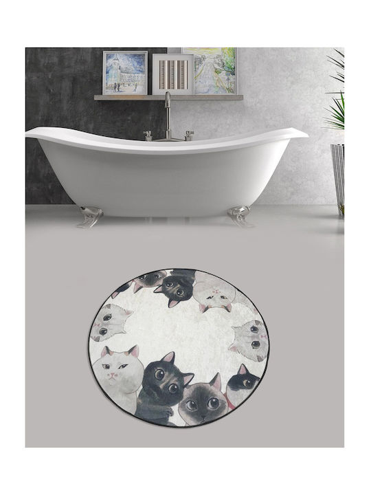 Bath Mat Round White Width 100cm