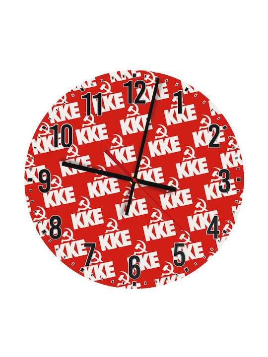 Silent Wall Clock Wooden Red Ø30cm