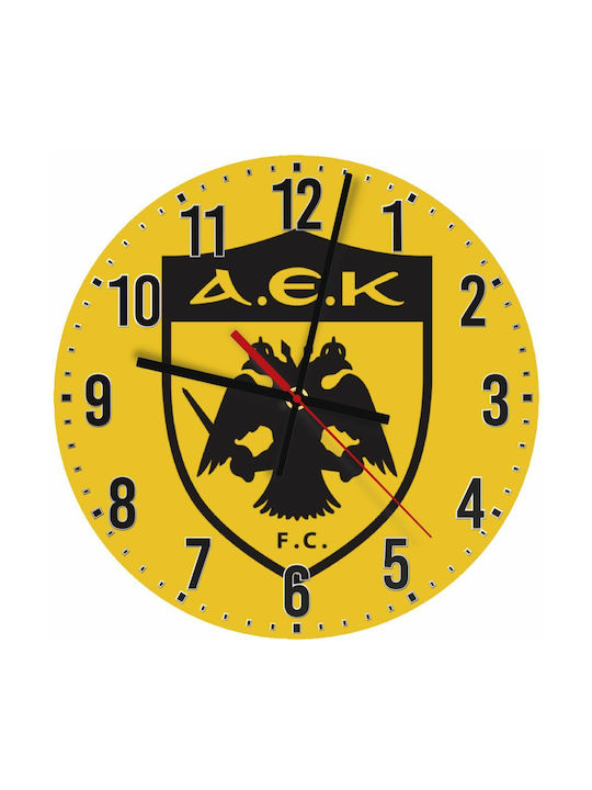 Koupakoupa Αθόρυβο Ρολόι Τοίχου Ξύλινο Κίτρινο Ø30cm