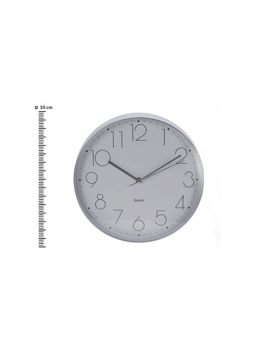 Wall Clock Plastic Silver Ø30cm