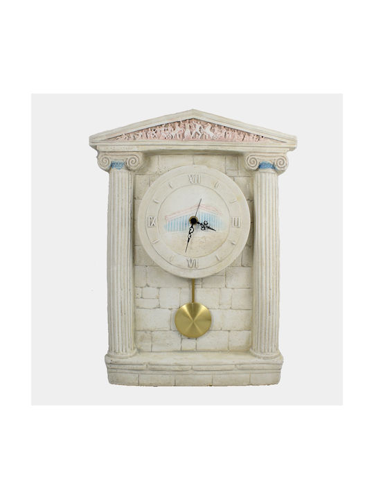 Ceas De Perete Antic Din Ceramică Cu Pendul Ecru Ø40cm