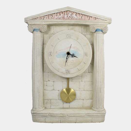 Antique Wall Clock Ceramic With Pendulum Ecru Ø40cm