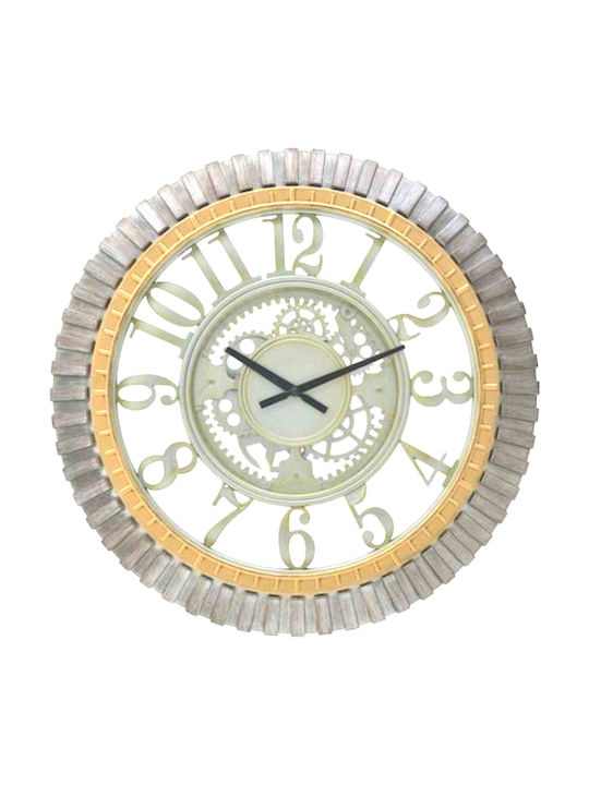 Antique Wall Clock Plastic Silver Ø60cm