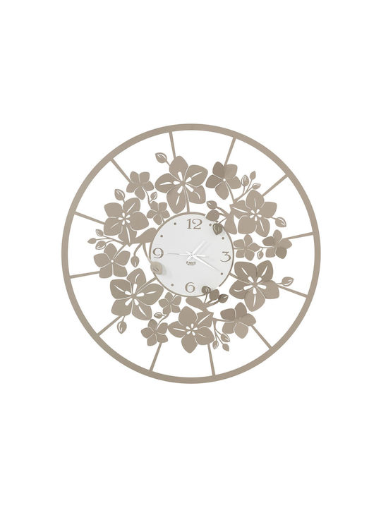 Arti E Mestieri 3D Wanduhr Metallisch Beige Ø60cm