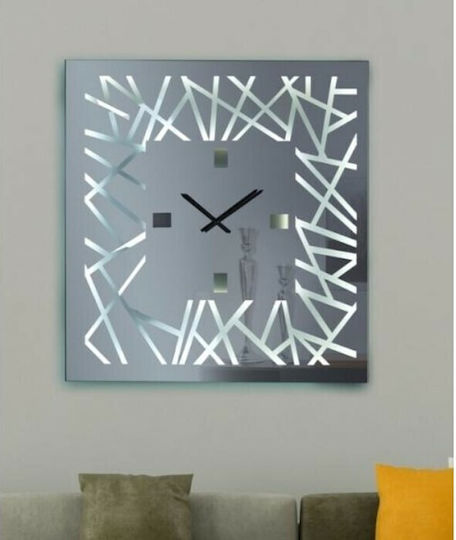 Ploumatos Ρολόι Τοίχου Καθρέφτης Ασημί 116x116cm